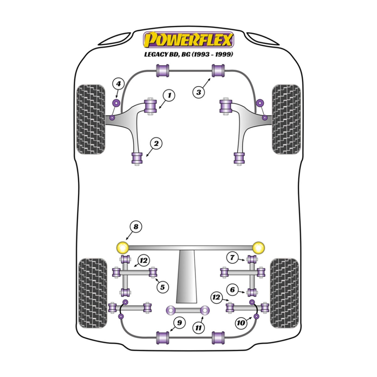 Powerflex bushes Subaru Legacy BD, BG (1993 - 1999) - BUN-PF-00972