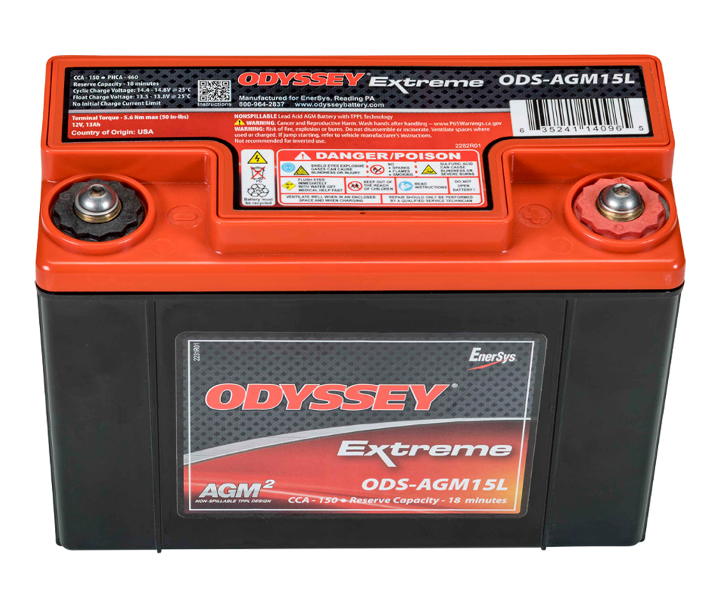 Odyssey Extreme PC545 ODS-AGM15L AGM Racing Battery, 13 Ah, 545 PHCA - ODY-EXTREME-20 - ODS-AGM15L / PC545 - 3661768288276