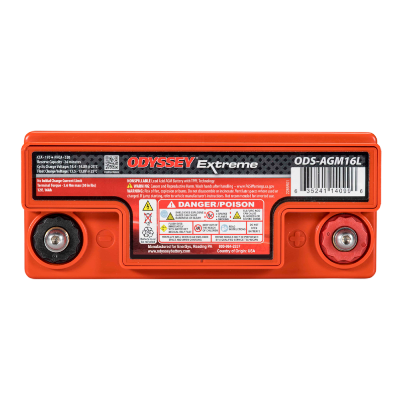 Batterie compétition AGM Odyssey Extreme PC680 ODS-AGM16L 16 Ah 680 PHCA - ODY-EXTREME-25 - ODS-AGM16L / PC680 - 3661768124475