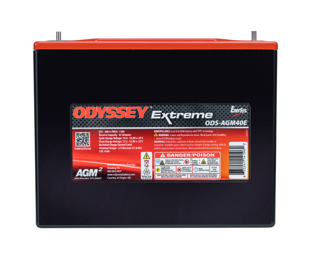 Odyssey Extreme PC1100 ODS-AGM40E raceaccu 45 Ah 1100 PHCA - ODY-EXTREME-40 - ODS-AGM40E / PC1100 - 3661768124499