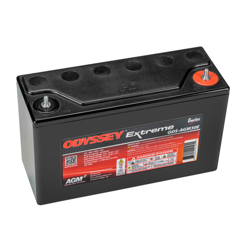 Odyssey Extreme PC950 ODS-AGM30E AGM Racing Battery, 34 Ah, 950 PHCA - ODY-EXTREME-30 - ODS-AGM30E / PC950 - 3661768124482