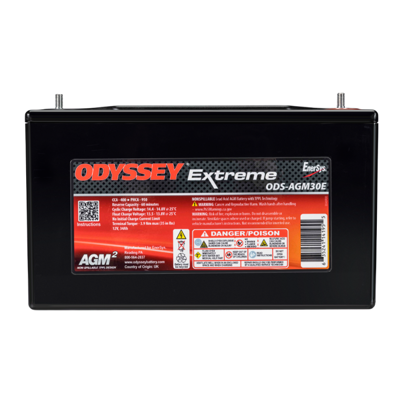 Odyssey Extreme PC950 ODS-AGM30E AGM Racing Battery, 34 Ah, 950 PHCA - ODY-EXTREME-30 - ODS-AGM30E / PC950 - 3661768124482