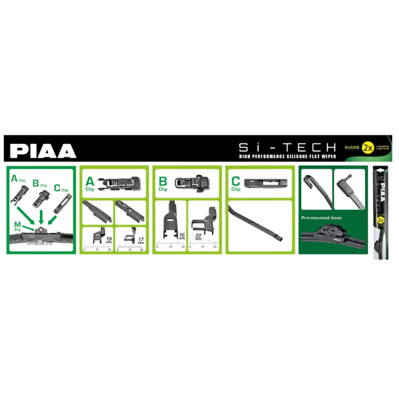 Balai d'essuie-glace silicone PIAA Si-Tech 97045B 450 mm - PI-97045B - 97045B - 4960311063773