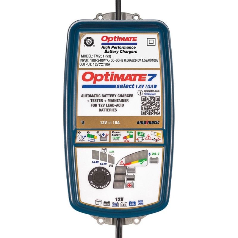 Chargeur batterie OptiMate 7 Select 12V 10A AGM EFB  TM250 V3 - TM-250V3 - TM250 V3 - 5425006140485