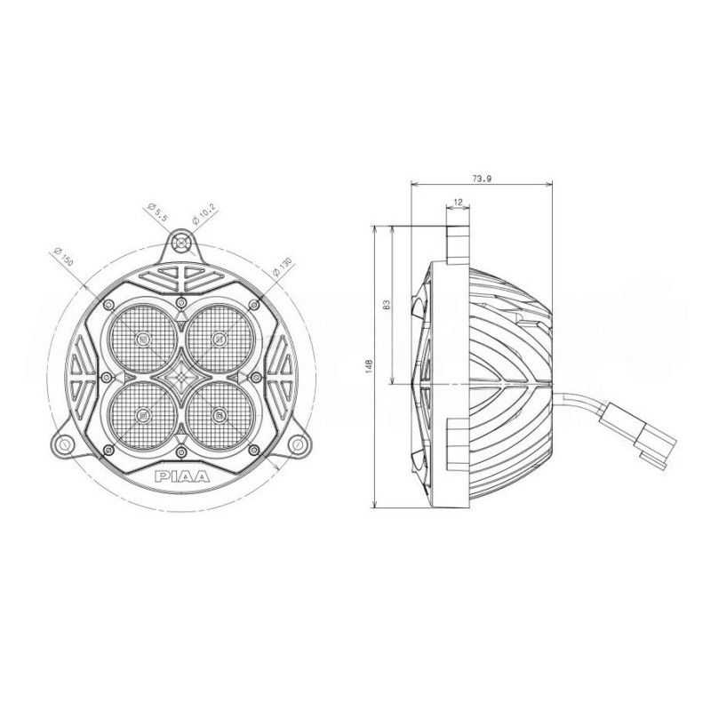PIAA LPM137A LED-bocht- en grootlichtkoplamp 130 mm 4000 K 30 W 4000 lm Rally - PI-LPM137A - LPM137A - 3666618799025