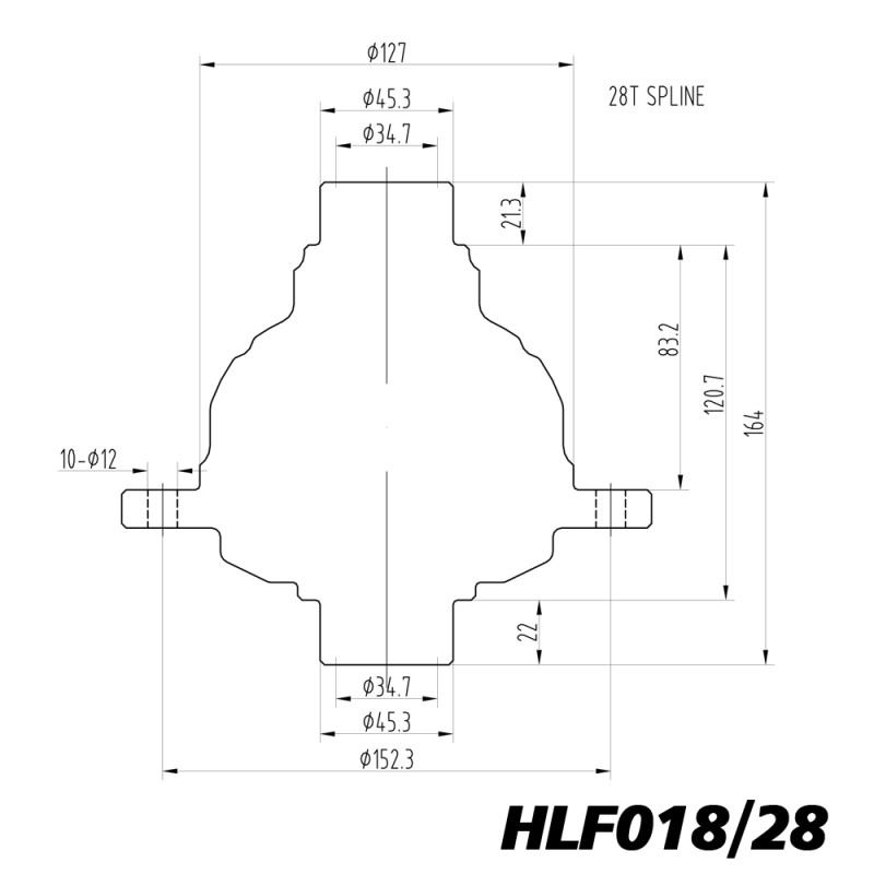 Blackline-sperdifferentieel voor Ford Mustang, 8-inch-as, 28 groeven - HLF018/28 - BR-AB-F08 - HLF018/28 - 3666618037905