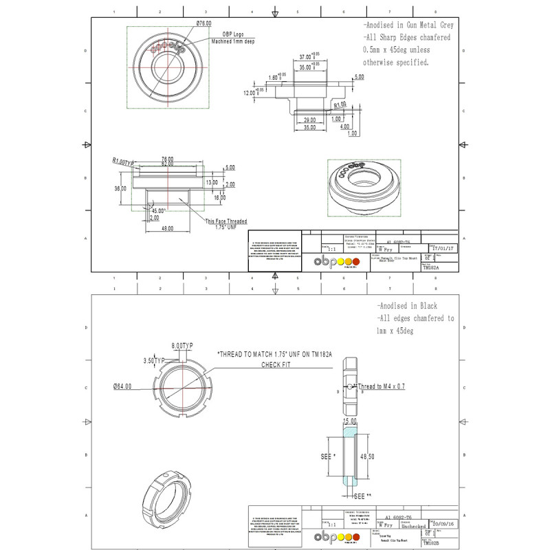 Paire de Coupelles sur Rotule OBP Clio 2 RS 172/182 & Twingo RS - OBPTM182F - OBP-TMCLIO - OBPTM182F - 3661768534618