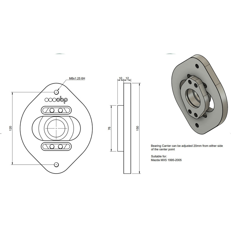 Paire de Coupelles Réglables sur Rotule OBP Mazda MX-5 1995-2005 - OBPTM012F - OBP-TM012F - OBPTM012F - 3666618594668