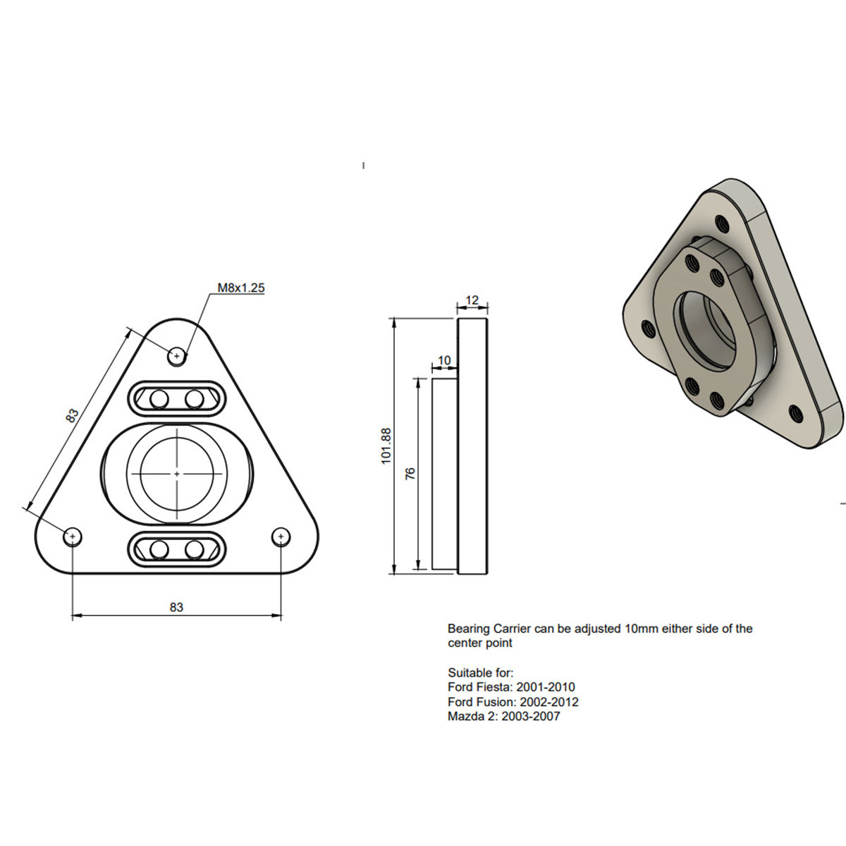 Pair of Adjustable OBP Cups for Ford Focus MK1 / Fiesta / Mazda 2 - OBPTM011F - OBP-TM011F - OBPTM011F - 3666618594675