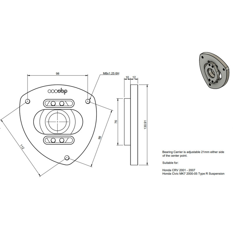 Pair of Adjustable OBP Cups for Honda Civic MK7 / Type R &amp; CR-V - OBPTM009F - OBP-TM009F - OBPTM009F - 3666618594699