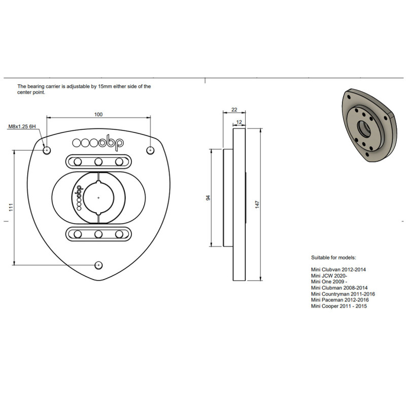 Set verstelbare koppen OBP Mini R55-R61 / F55-F59 - OBPTM007F - OBP-TM007F - OBPTM007F - 3666618594712