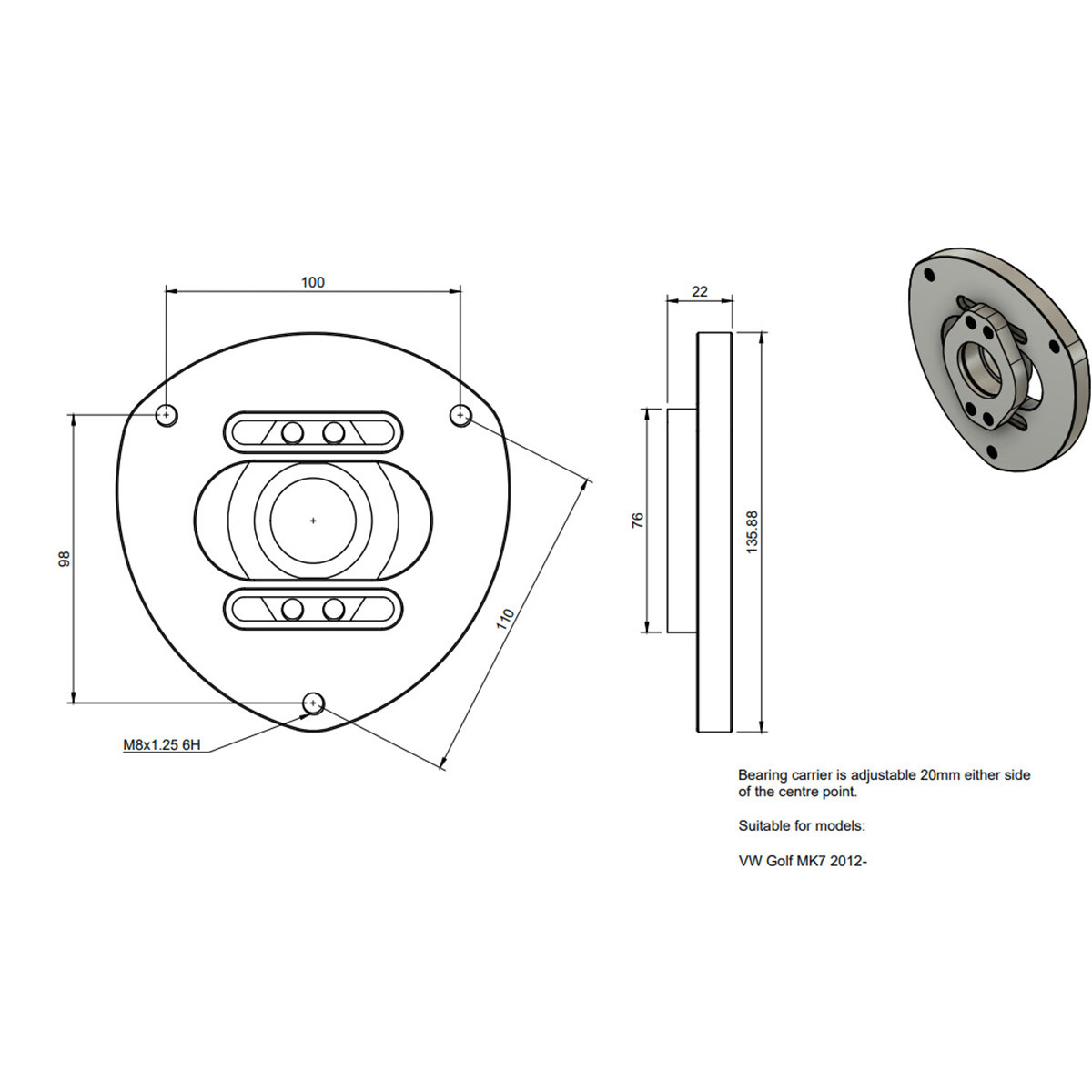 Set verstelbare kogelgewrichtskappen OBP voor VW Golf 7 - OBPTM005F - OBP-TM005F - OBPTM005F - 3666618594736