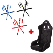 GT2i FIA Club Evo Bucket Seat and GT2i Race 6-Point Harness Bundle—Safety and Performance for Racing &amp; Track Days - PACK-FIA-CLUB-EVO