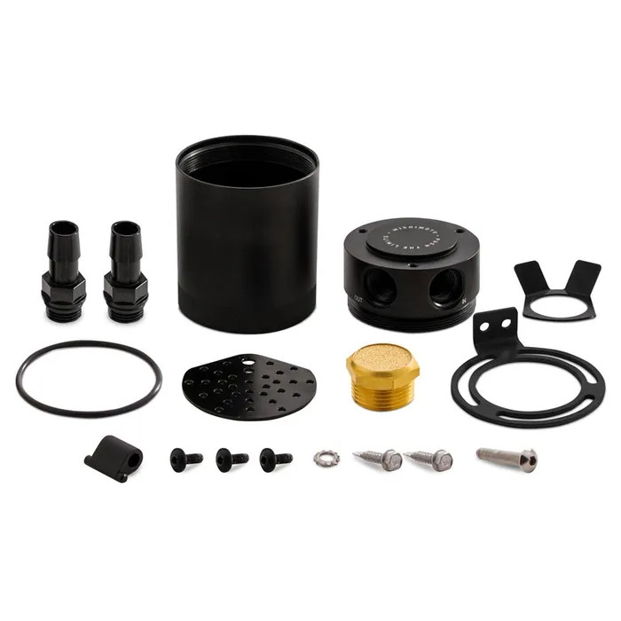 Mishimoto Universal Compact Baffled Oil Catch Can, 2-Port - MIM-BCC-CBTWO.N - MMBCC-CBTWO-BK