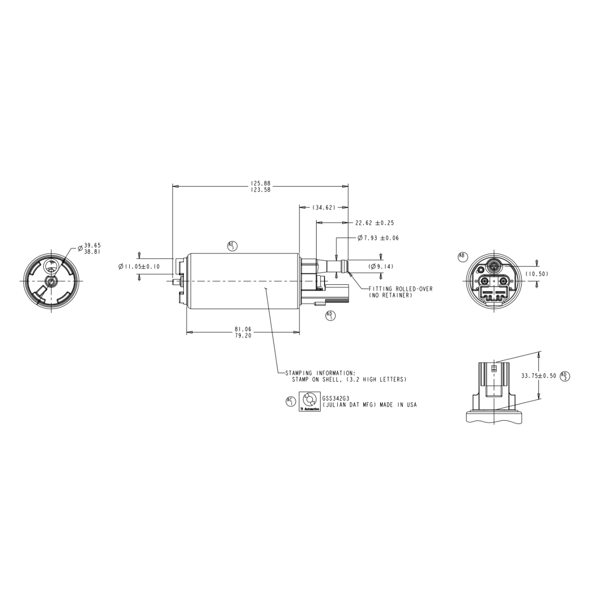 Universele brandstofpomp Walbro GSS342 255 l/h - M-GSS342G3 - GSS342 - 3661768001201