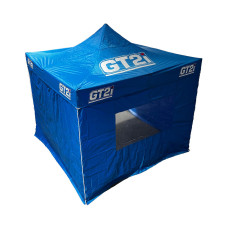 Pack tente pliante 3x3 m bleue pour rallye et atelier mobile - pack-gt-3x3-bleu-fenetre