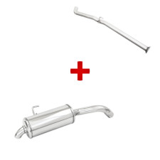 Exhaust System: Central Pipe + Inoxcar Tailpipe for Renault Clio 2 RS Phase 2 - PACK-ECHAP-CLIO2RS-PH2
