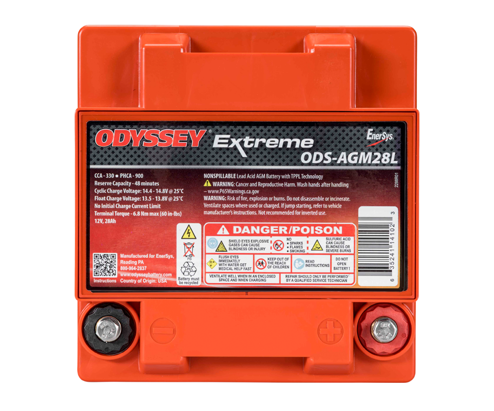 Odyssey Extreme PC925 ODS-AGM28L AGM Racing Battery, 28 Ah, 925 PHCA - ODY-EXTREME-35 - ODS-AGM28L - 3661768221402