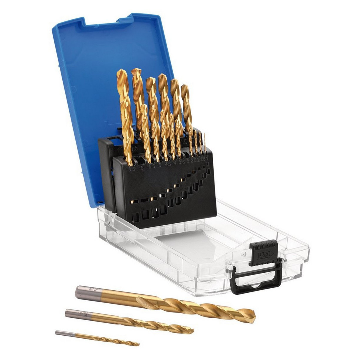 Set de burghie DRAPER cu acoperire de titan, din oțel rapid (HSS) (19 piese) - DRA-08885 - D08885 - 5059482059933