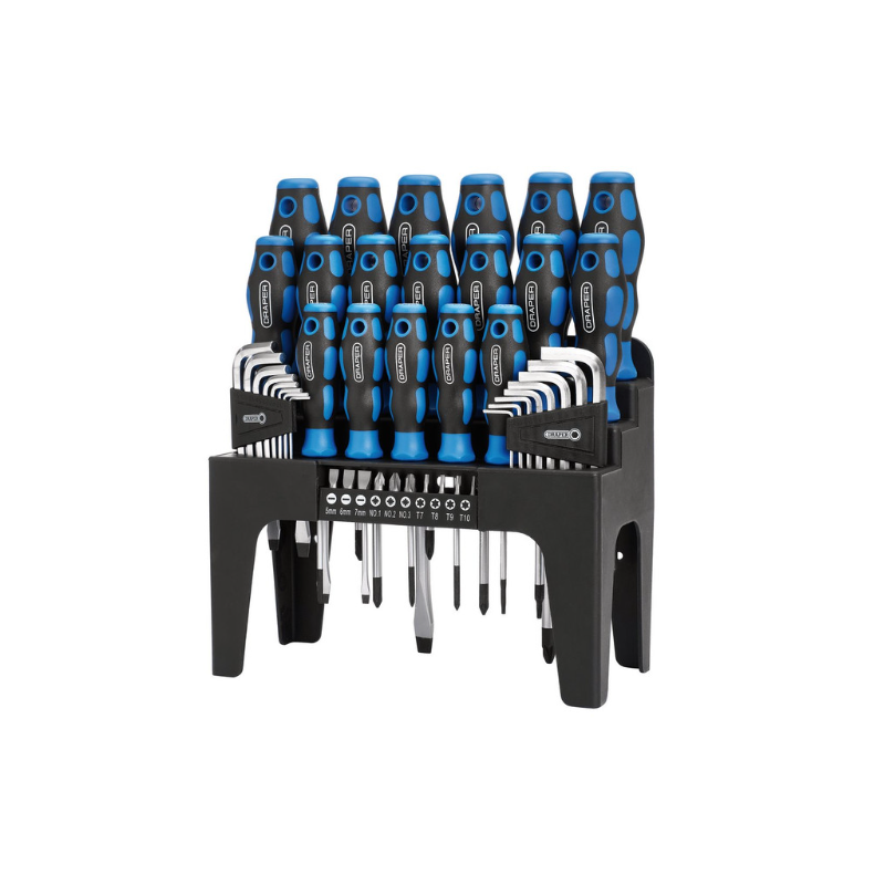 Set de șurubelnițe cu mâner flexibil, chei hexagonale și capete de schimb DRAPER (44 de piese) - DRA-81294 - D81294 - 5010559812943