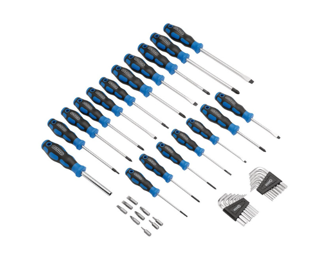 Set de șurubelnițe cu mâner flexibil, chei hexagonale și capete de schimb DRAPER (44 de piese) - DRA-81294 - D81294 - 5010559812943