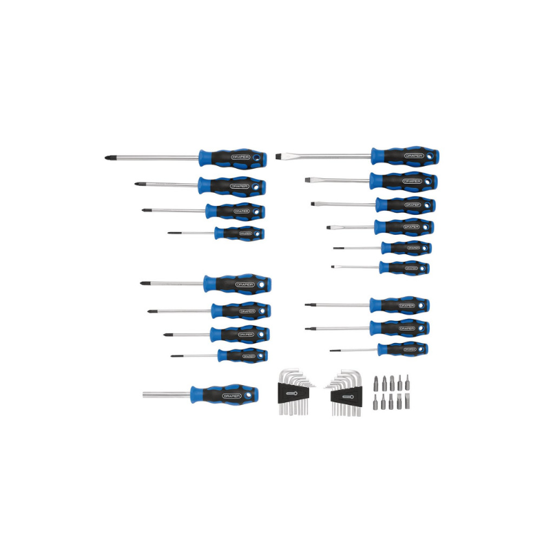 Set de șurubelnițe cu mâner flexibil, chei hexagonale și capete de schimb DRAPER (44 de piese) - DRA-81294 - D81294 - 5010559812943