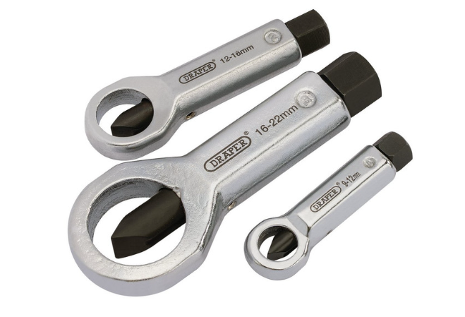 Set moerensplijters 9 tot 22mm Draper Tools (3 stuks) - DRA-55108 - D55108 - 5010559551088