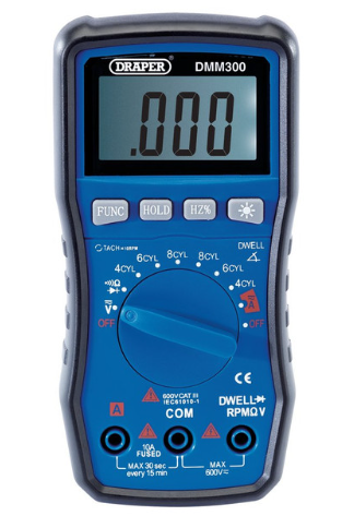 Multimetro digitale Draper Tools (scala automatica e manuale) per automobili - DRA-41821 - D41821 - 5010559418213