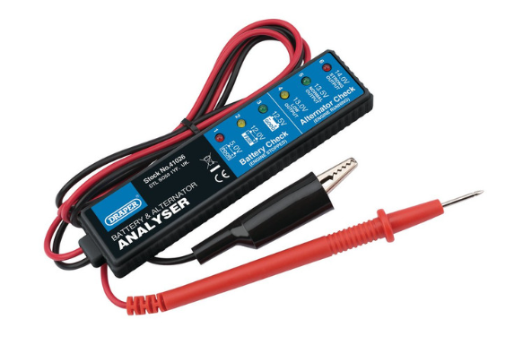 Analizor de baterie și alternator Draper Tools pentru sisteme de curent continuu de 12 V - DRA-41026 - D41026 - 5010559410262
