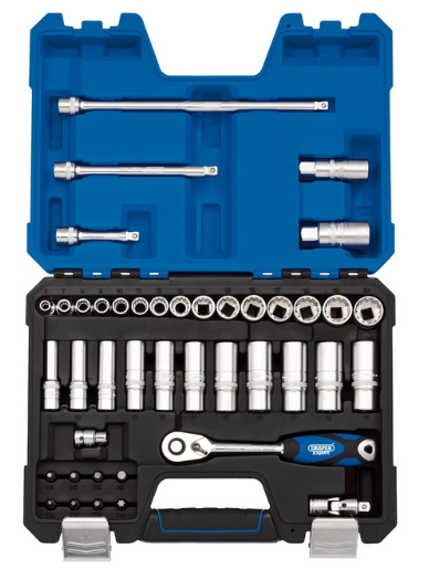 Set de cheie cu clichet metrice Multi-Drive 3/8" Draper Tools (42 de piese) - DRA-16480 - D16480 - 5010559164806
