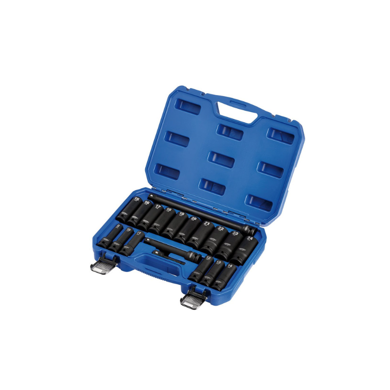 Set de socli de impact metrice lungi pentru socli de impact Draper Tools HI-TORQ 1/2" (19 piese) - DRA-04577 - D04577 - 5059482052545