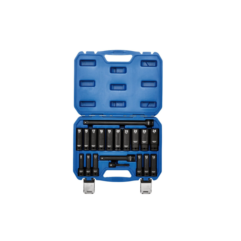 Jeu de douilles à chocs longues métriques Draper Tools HI-TORQ 1/2" (19 pièces) - DRA-04577 - D04577 - 5059482052545