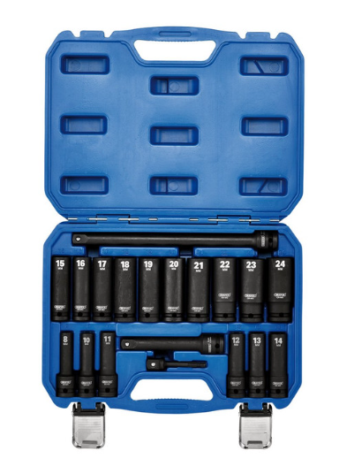 Draper Tools HI-TORQ Set di bussole metriche a percussione lunghe 1/2" (19 pezzi) - DRA-04577 - D04577 - 5059482052545