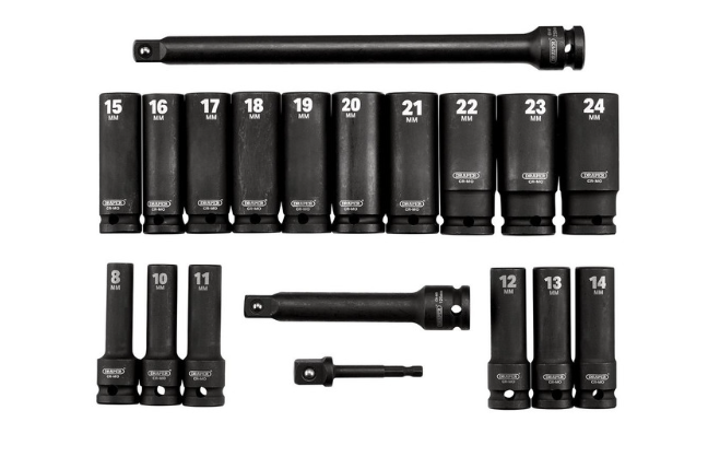 Jeu de douilles à chocs longues métriques Draper Tools HI-TORQ 1/2" (19 pièces) - DRA-04577 - D04577 - 5059482052545