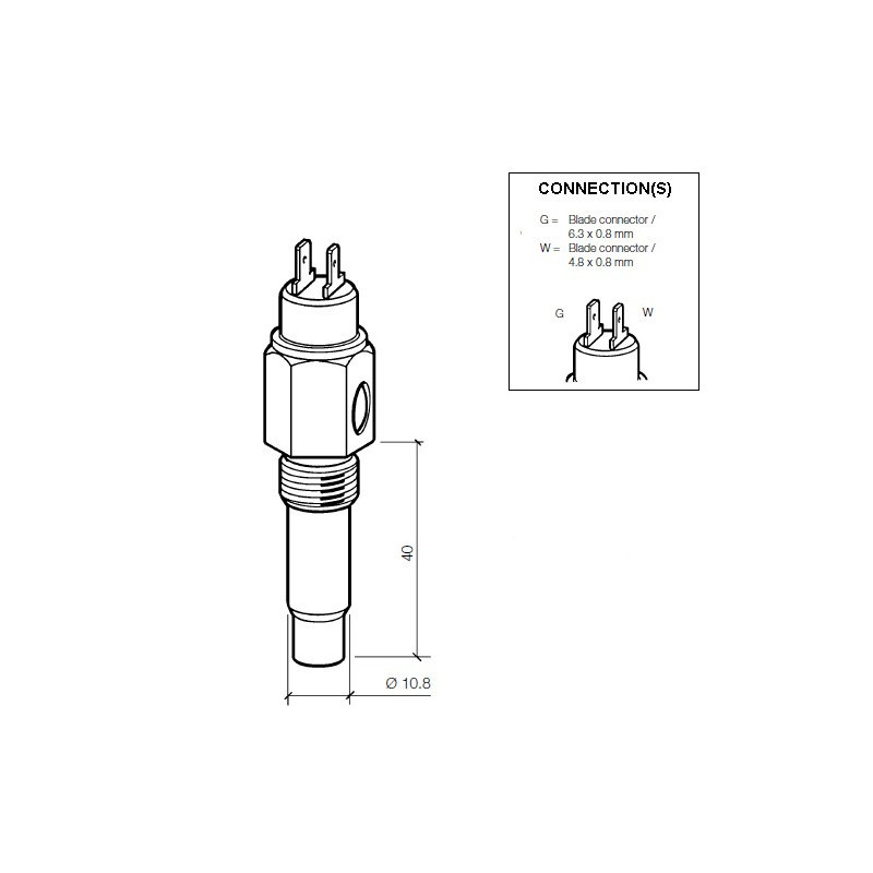 Watertemperatuursensor VDO 16X150 Alarm 110°C - V-001007 - 323-803-001-007D - 3661768222515