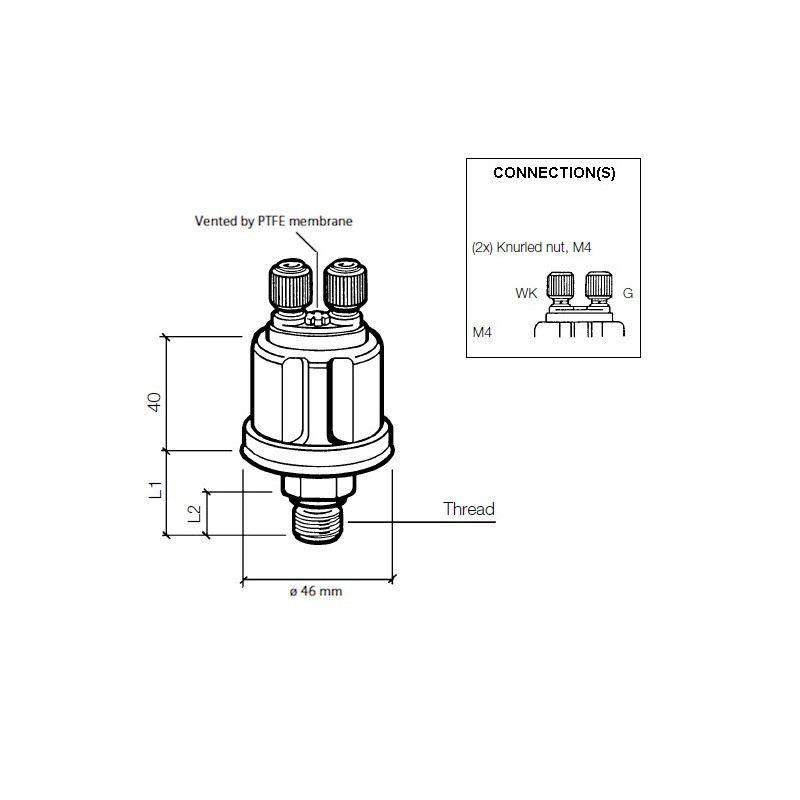 Oliedruksensor VDO met 10 bar waarschuwingscontact 14X150 - V-030032 - 360-081-030-032C - 3661768217696