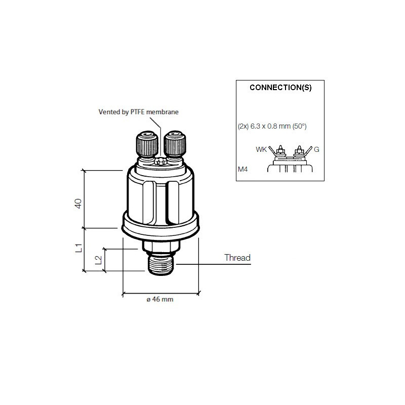 Oliedruksensor VDO met 10 bar waarschuwingscontact 14X150 - V-030063 - 360-081-030-063C - 3661768217733