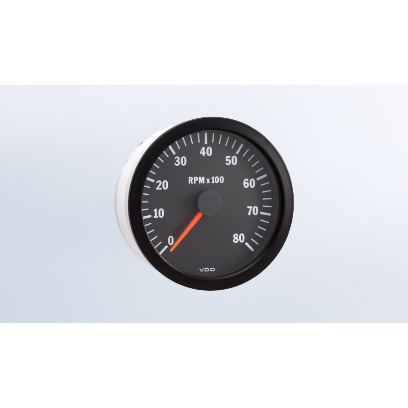 Tahometru VDO 8000 tururi/min, diametru 100, fundal negru, 4 / 6 / 8 cilindri, motorină / benzină - V-CT333-015-005 - 333-015-005G - 3661768257050