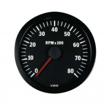 Toerenteller VDO 8000 tpm Diameter 52 Zwarte achtergrond 4 / 6 / 8 Diesel / Benzine cilinders - V-CT333-015-010 - 333-015-010K - 4103590700308