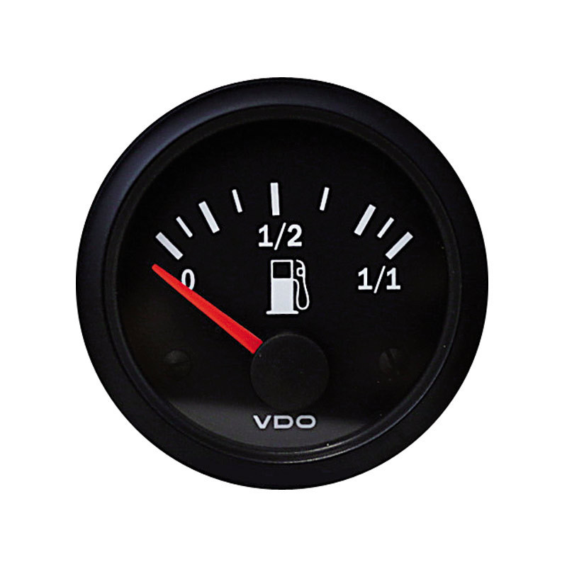 Drukmeter VDO Vision Buisvormig Brandstofpeil Diameter 52 Zwarte onderkant - V-NE301-010-001 - 301-010-001K - 4103590350091