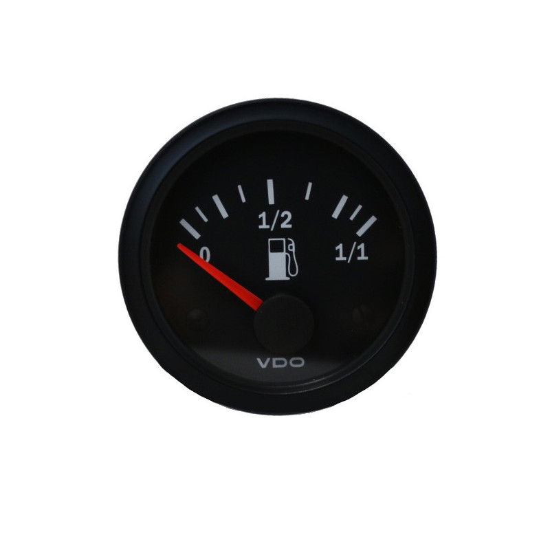 Manometru VDO pentru nivelul de combustibil, cu manetă Vision, diametru 52, fundal negru - V-NE301-010-002 - 301-010-002K - 4103590350107