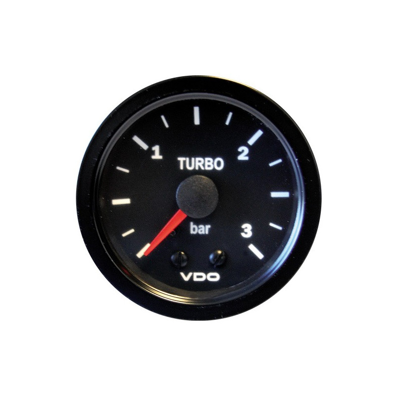 Manometer VDO Druk Turbo 0-3 Bar Diameter 52 Mechanisch Zwarte Bodem - V-PT150-015-001 - 150-015-001K - 3661768229040