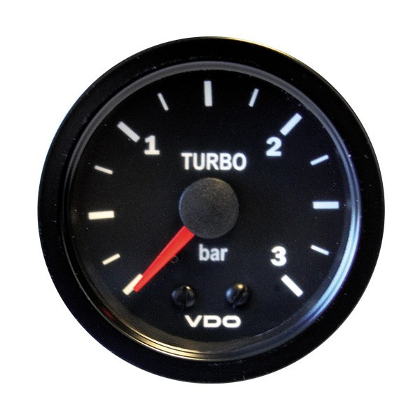 Manometer VDO Druk Turbo 0-3 Bar Diameter 52 Mechanisch Zwarte Bodem - V-PT150-015-001 - 150-015-001K - 3661768229040