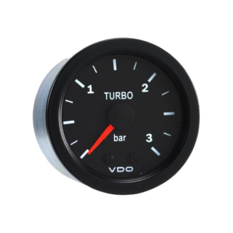 Manometru VDO pentru presiunea turbo 0-3 bari, diametru 52, mecanic, fund negru - V-PT150-015-001 - 150-015-001K - 3661768229040