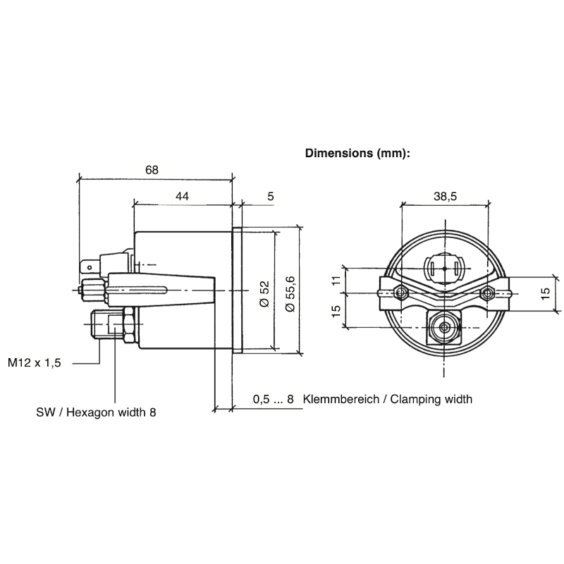 Manometru VDO pentru presiunea turbo 0-3 bari, diametru 52, mecanic, fund negru - V-PT150-015-001 - 150-015-001K - 3661768229040