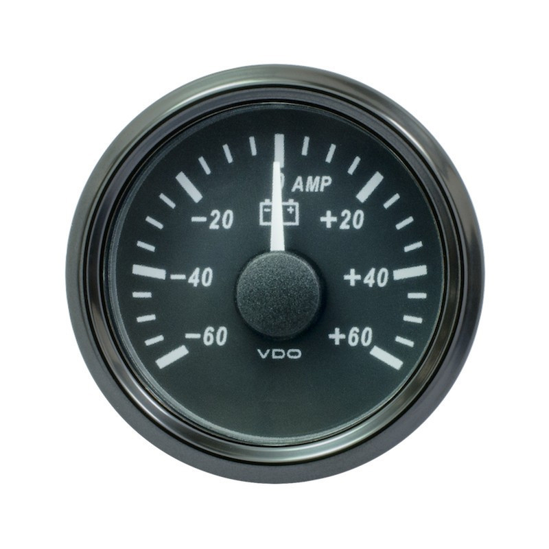 Ampèremeter VDO SingleViu Diameter 52mm Zwarte Bodem -60A/+60A - V-AM-3833080001 - A2C3833080001 - 3661768608029