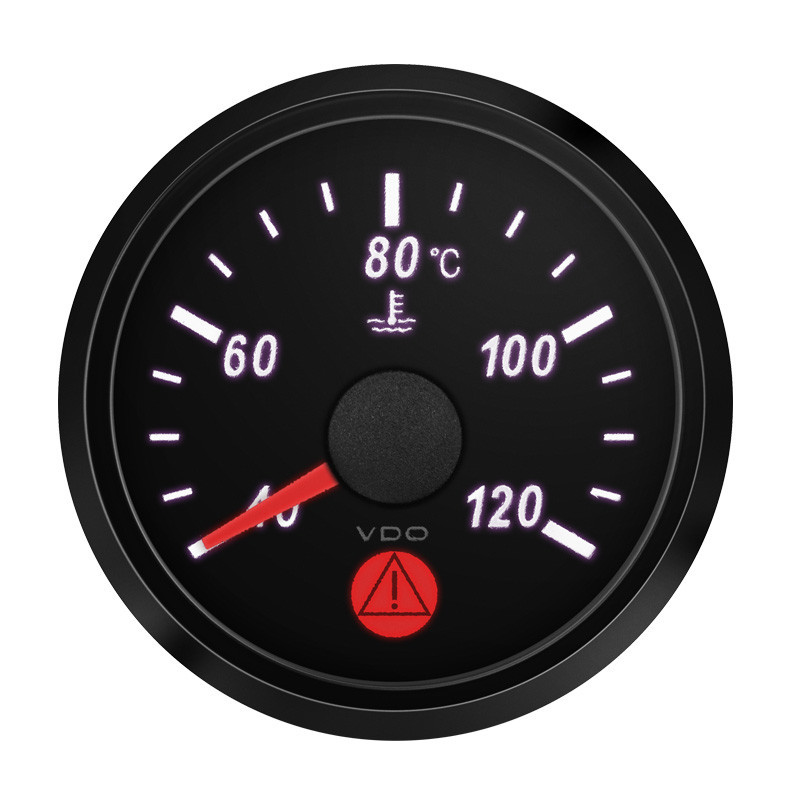 Watertemperatuur VDO SingleViu 52mm Diameter Zwarte Bodem 40°C/120° Watertemperatuur - V-TE-3833320001 - A2C3833320001 - 3661768608050