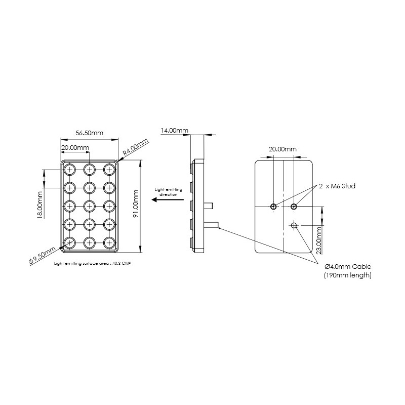 Cartek FIA 8874-2019 LED rain light | CK-LRS-15RM - CK-LRS-15RM - CK-LRS-15RM