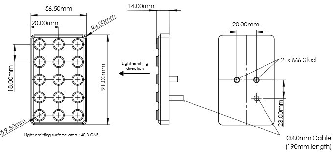Cartek FIA 8874-2019 LED rain light | CK-LRS-15RM - CK-LRS-15RM - CK-LRS-15RM