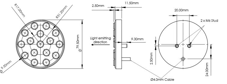 Fanale della pioggia LED rotondo Cartek FIA 8874-2019 | CK-LRS-16CM - CK-LRS-16CM - CK-LRS-16CM